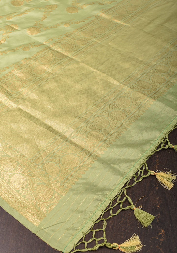 Pista Green Jaal Katan Silk Dupatta  | SILK MARK CERTIFIED