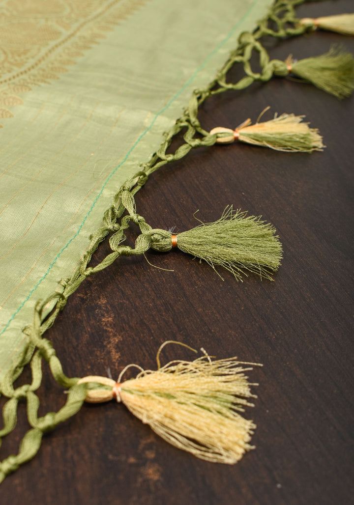 Pista Green Jaal Katan Silk Dupatta  | SILK MARK CERTIFIED