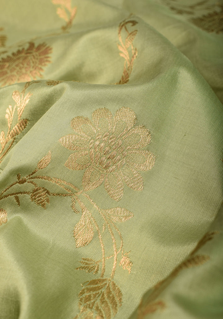 Pista Green Jaal Katan Silk Dupatta  | SILK MARK CERTIFIED