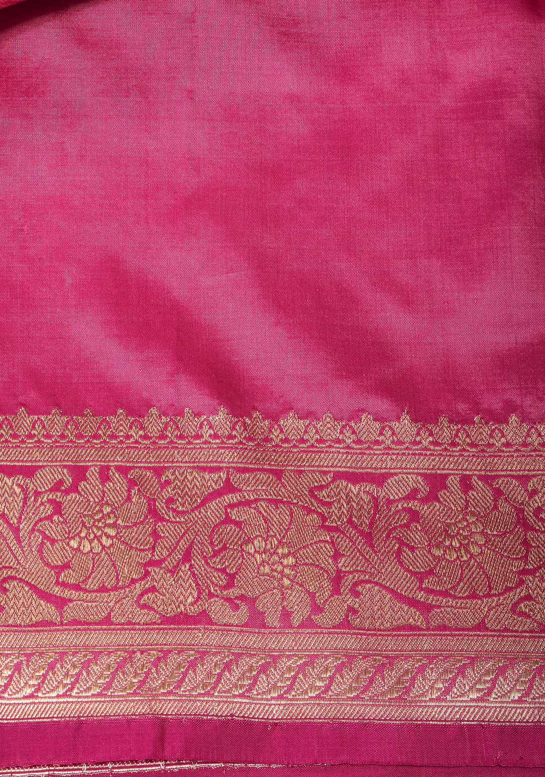 Bubblegum Pink Stunning Pure Katan Silk Banarasi Saree with ornate 2 design vertical stripes | SILK MARK CERTIFIED