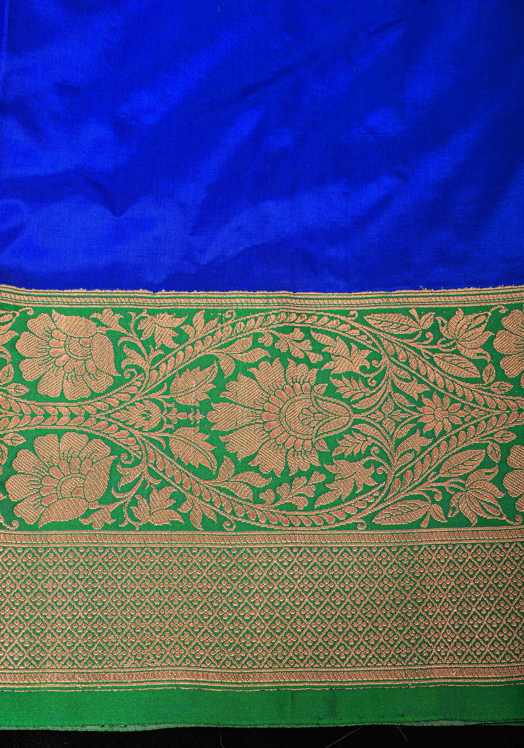 Tricolor Banarasi Pure Katan Silk saree with Blue Blouse piece | SILK MARK CERTIFIED