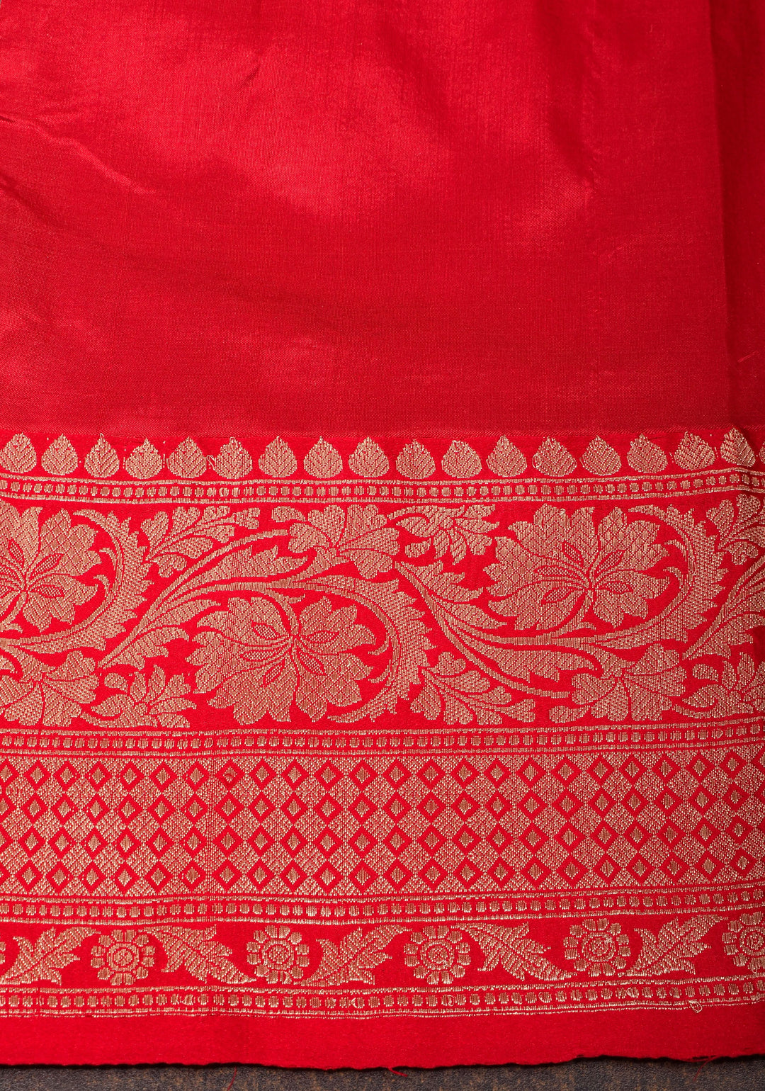 Deep Purple Green Tussar Silk Saree with Antique tone Zari buttas and Red Contrast | SILK MARK CERTIFIED
