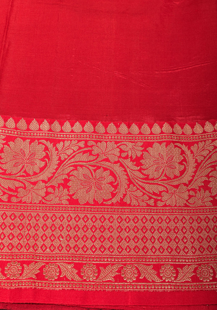 Black Banarasi Tussar Silk Saree with Antique tone Zari buttas and Red Contrast | SILK MARK CERTIFIED