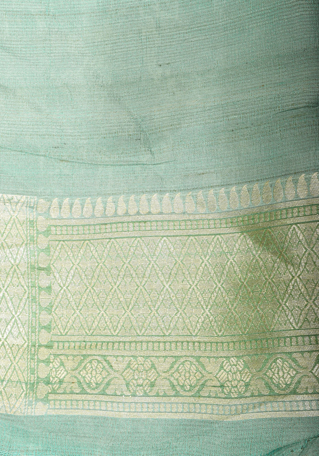 Exquisite Sage Green Banarasi Tussar Georgette  Saree with Brush Dye Floral Jaal and Zari Border | SILK MARK CERTIFIED