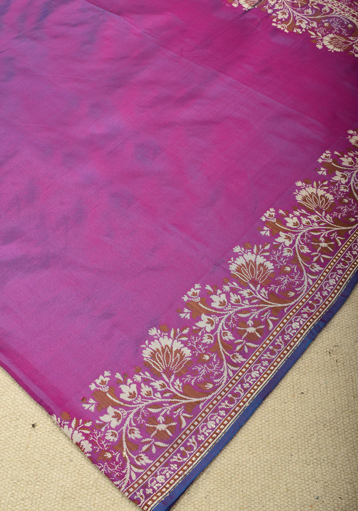 Exquisite Banarasi Katan Silk Saree in Purple Dual tone with Resham Meenakari Border and pallu | SILK MARK CERTIFIED