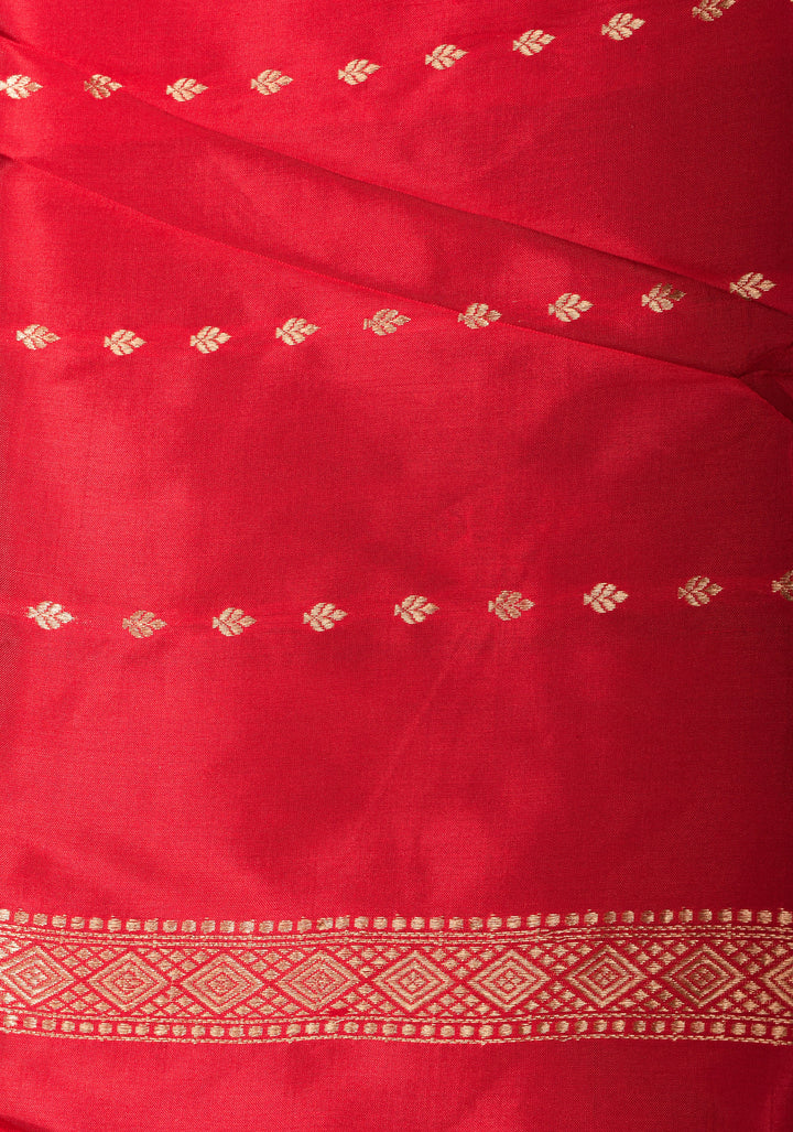 Mineral Green Banarasi Katan Silk Saree with Floral Buttas and Meenakari Borders | SILK MARK CERTIFIED