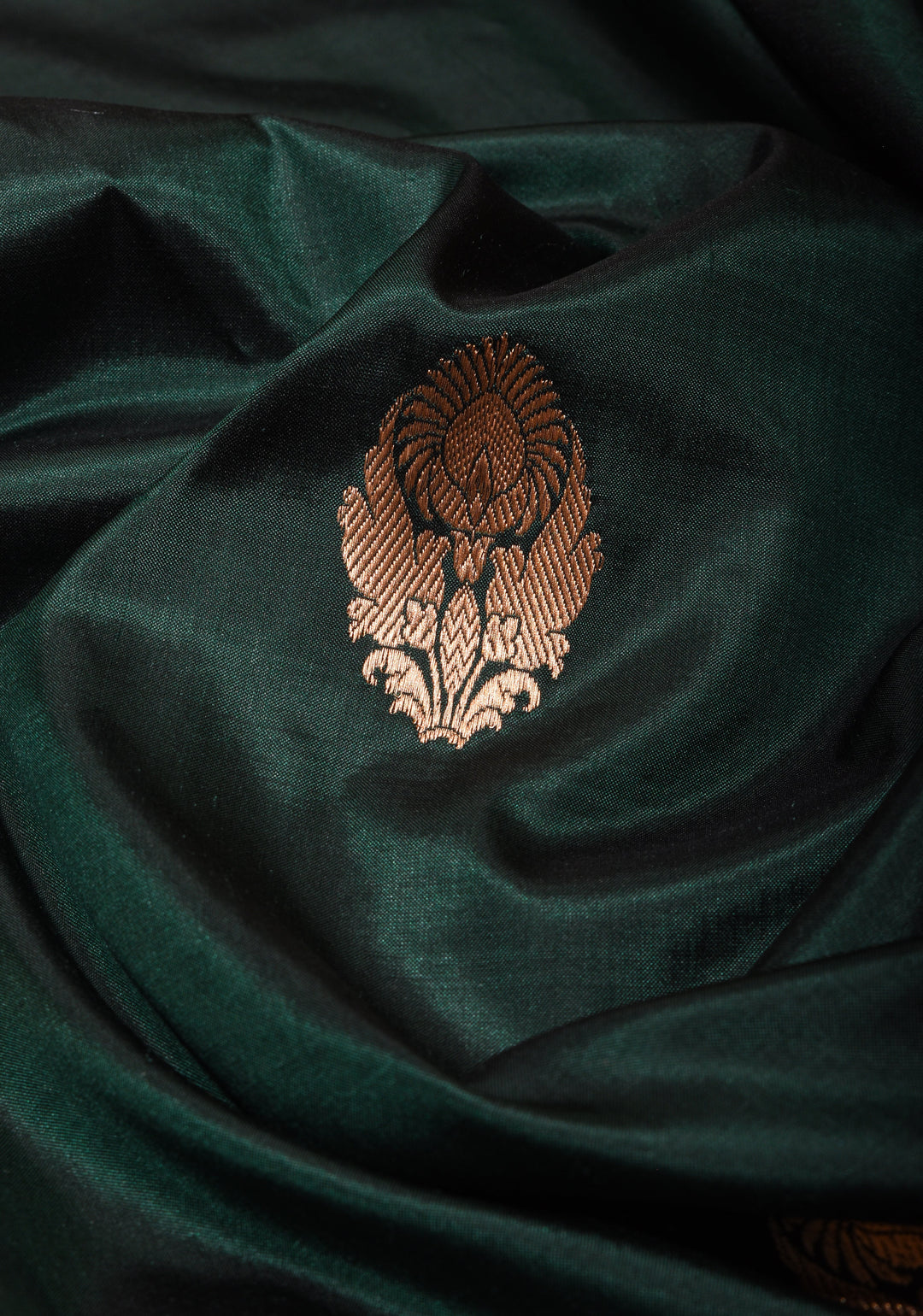 Mineral Green Banarasi Katan Silk Saree with Floral Buttas and Meenakari Borders | SILK MARK CERTIFIED