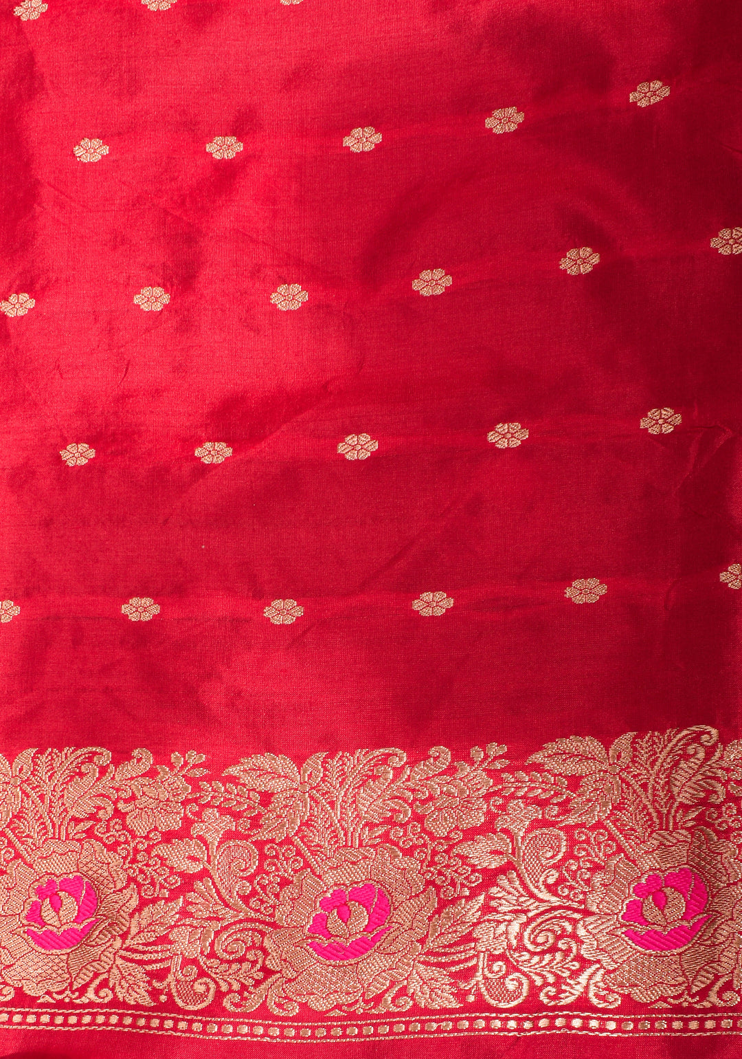 Green Dual tone Banarasi Katan Silk Saree with meenakari buttas and contrast red borders| SILK MARK CERTIFIED