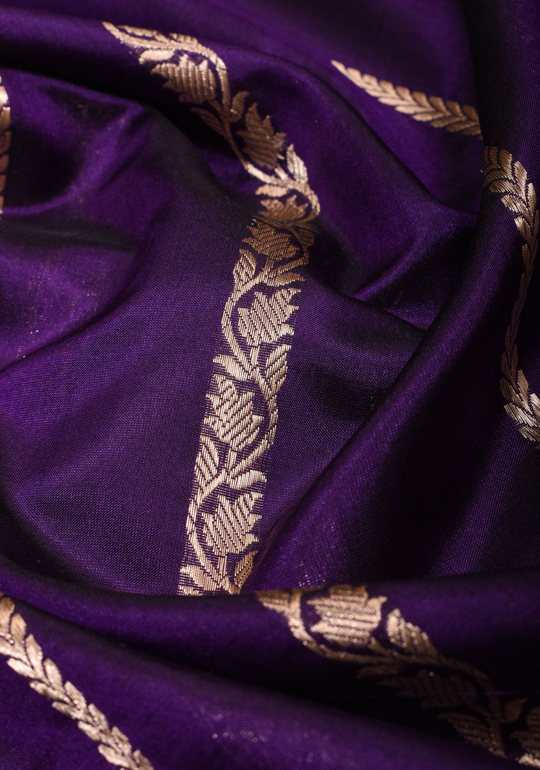 Banarasi Katan Silk Saree in Purple with Vertical Zari Stripes and Zari Border| SILK MARK CERTIFIED