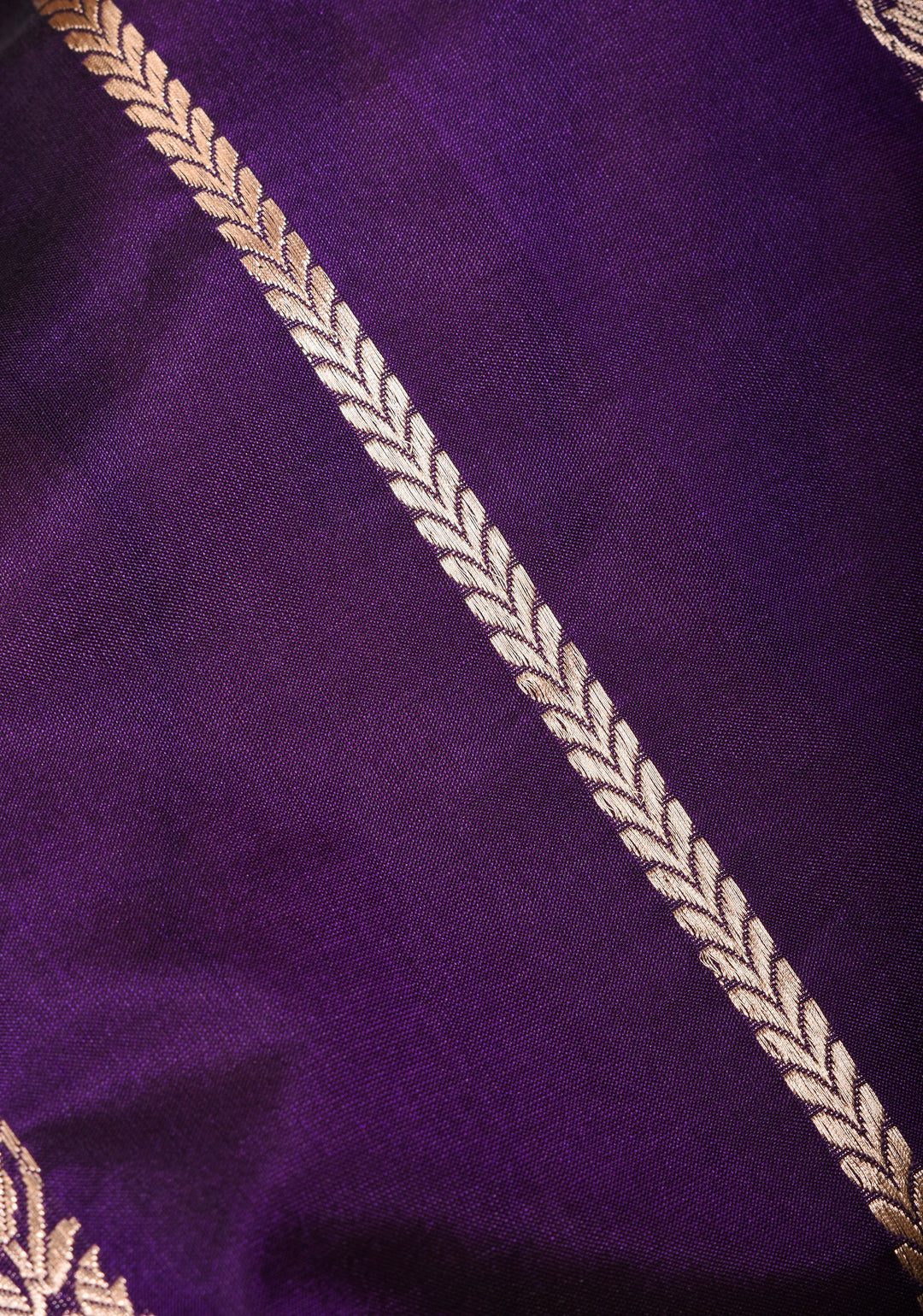 Banarasi Katan Silk Saree in Purple with Vertical Zari Stripes and Zari Border| SILK MARK CERTIFIED