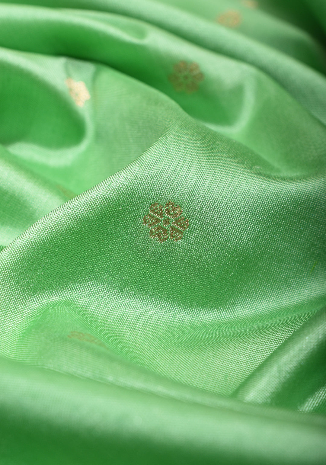 Banarasi Katan silk saree in mint green with chunri buttis and zari border| SILK MARK CERTIFIED