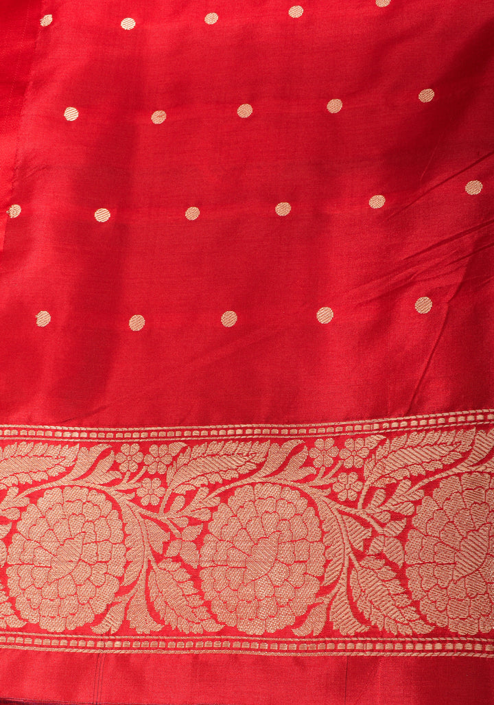 Deep Purple Banarasi Katan Silk Saree with Zari Buttas and Contrast Red Zari Borders| SILK MARK CERTIFIED