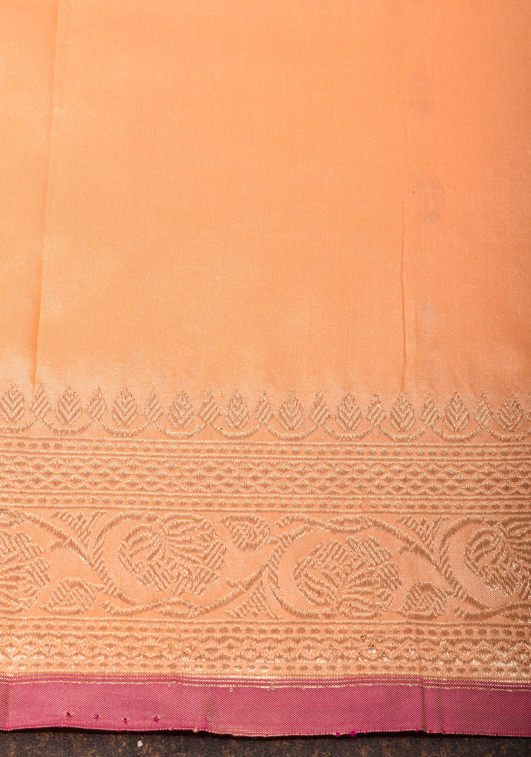 Banarasi Katan Silk Saree in Creamy Peach with Zari Buttas and Zari Border | SILK MARK CERTIFIED