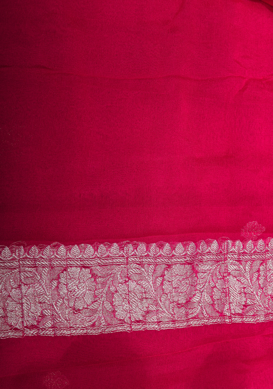 Rani Pink Banarasi Chiffon Silk Saree with Zari Buttas & Zari Border | SILK MARK CERTIFIED