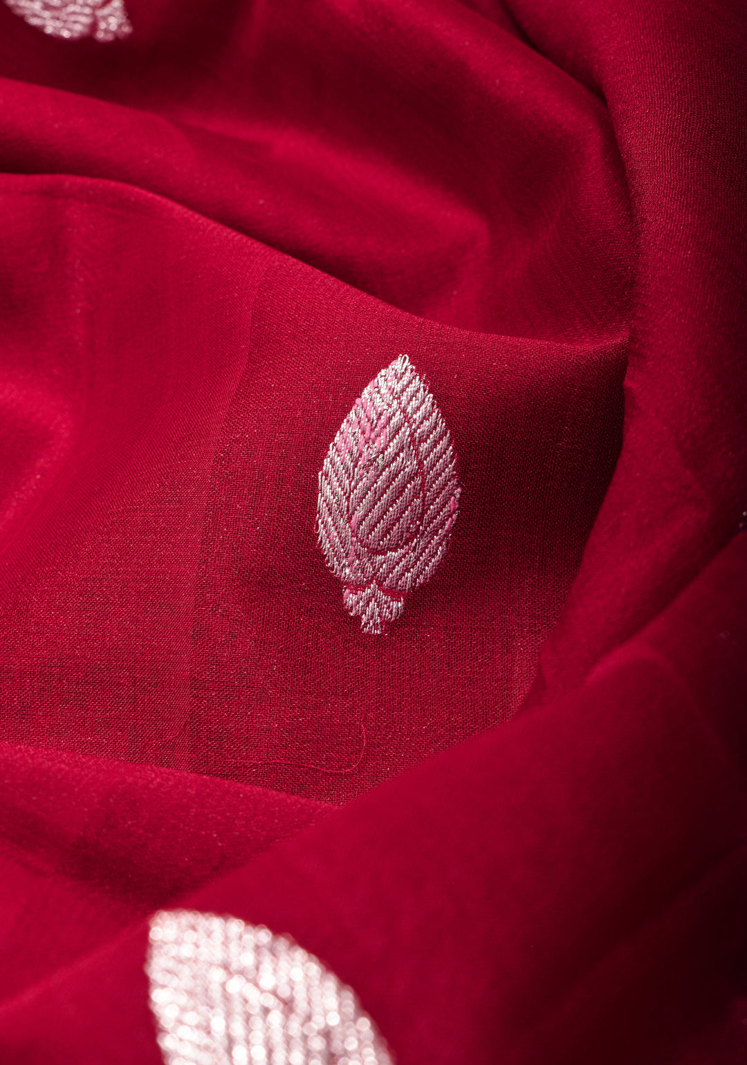 Maroon Banarasi Chiffon Silk Saree with Zari Buttas and Border | SILK MARK CERTIFIED