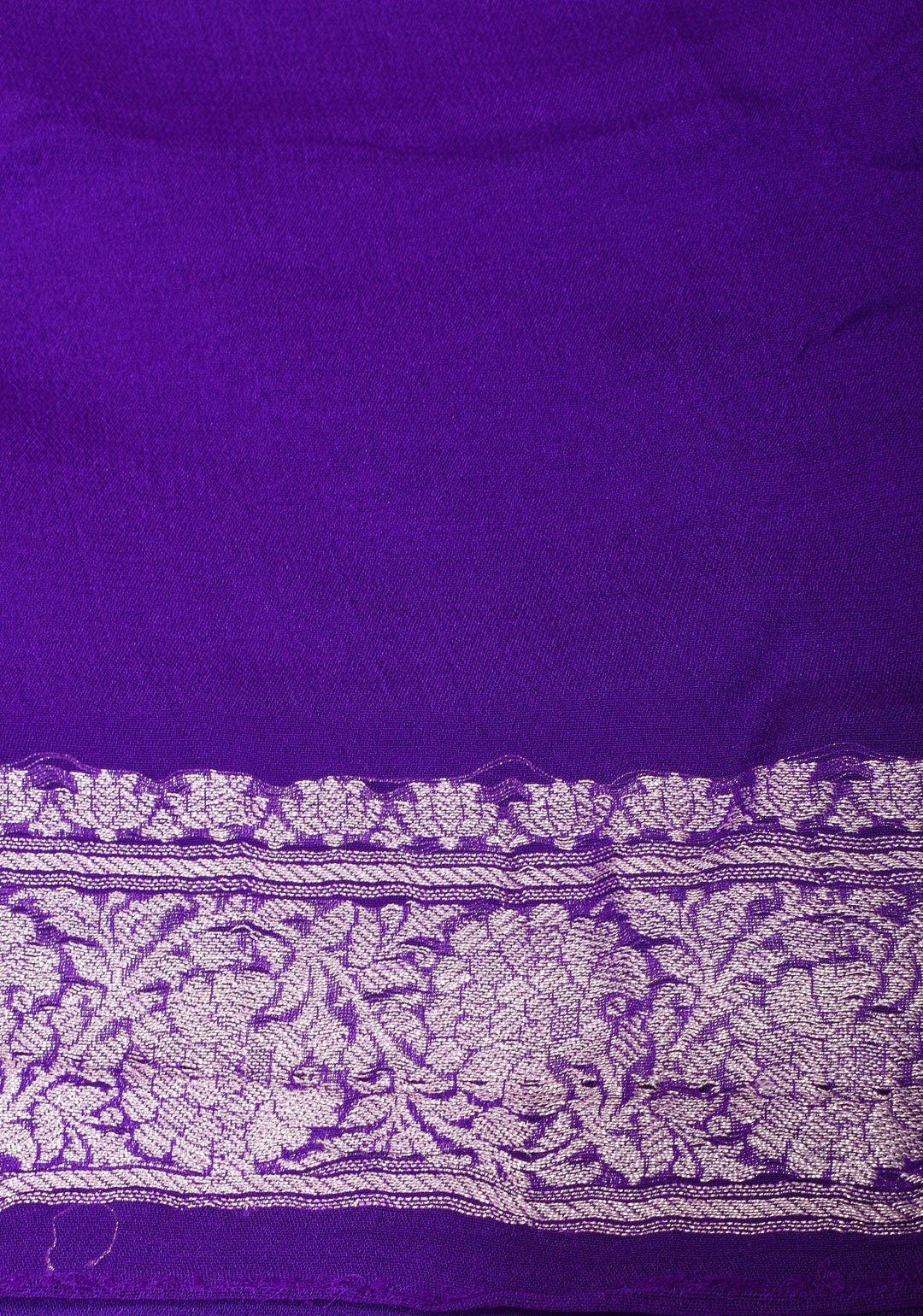 Purple Banarasi Chiffon Silk Saree with Silver Zari Buttas and Zari Border | SILK MARK CERTIFIED