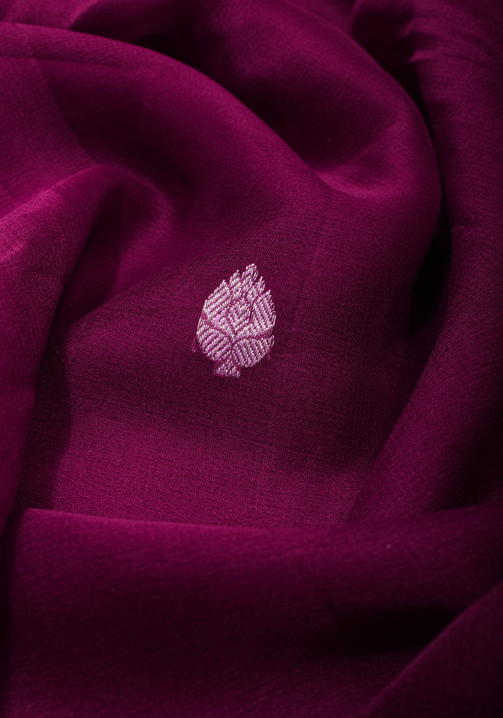 Dark Purple Banarasi Chiffon Silk Saree with Zari Buttas and Border | SILK MARK CERTIFIED