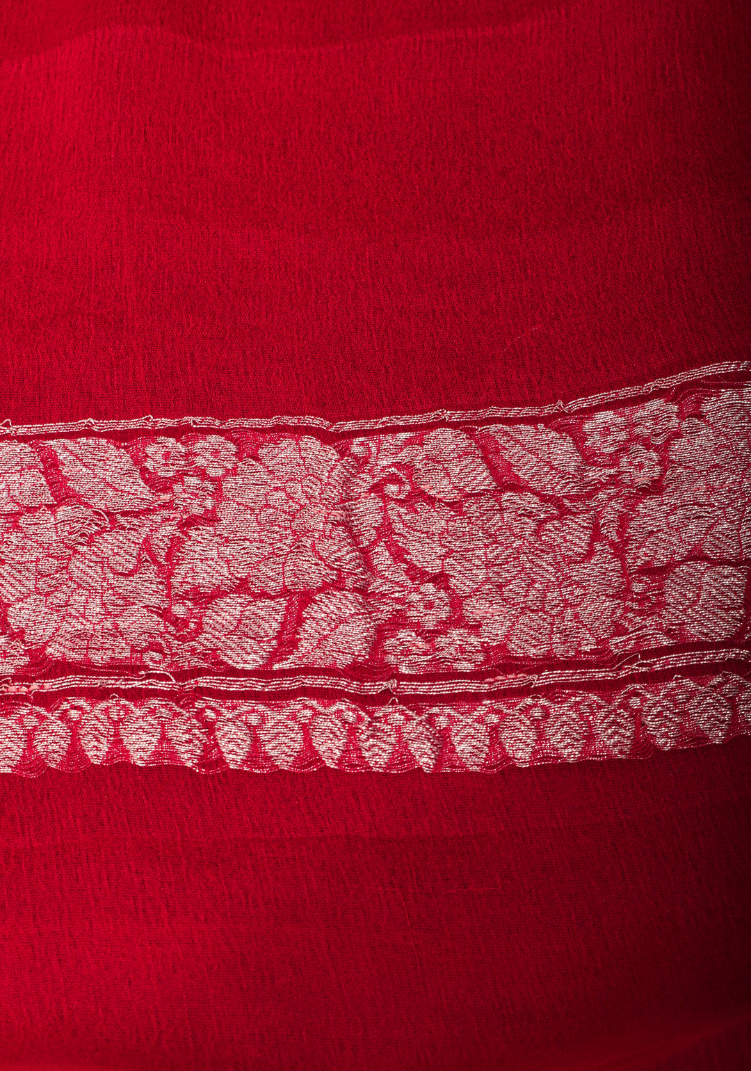 Hot Pink Banarasi Chiffon Silk Saree with Silver Zari Buttas & Redi Border | SILK MARK CERTIFIED