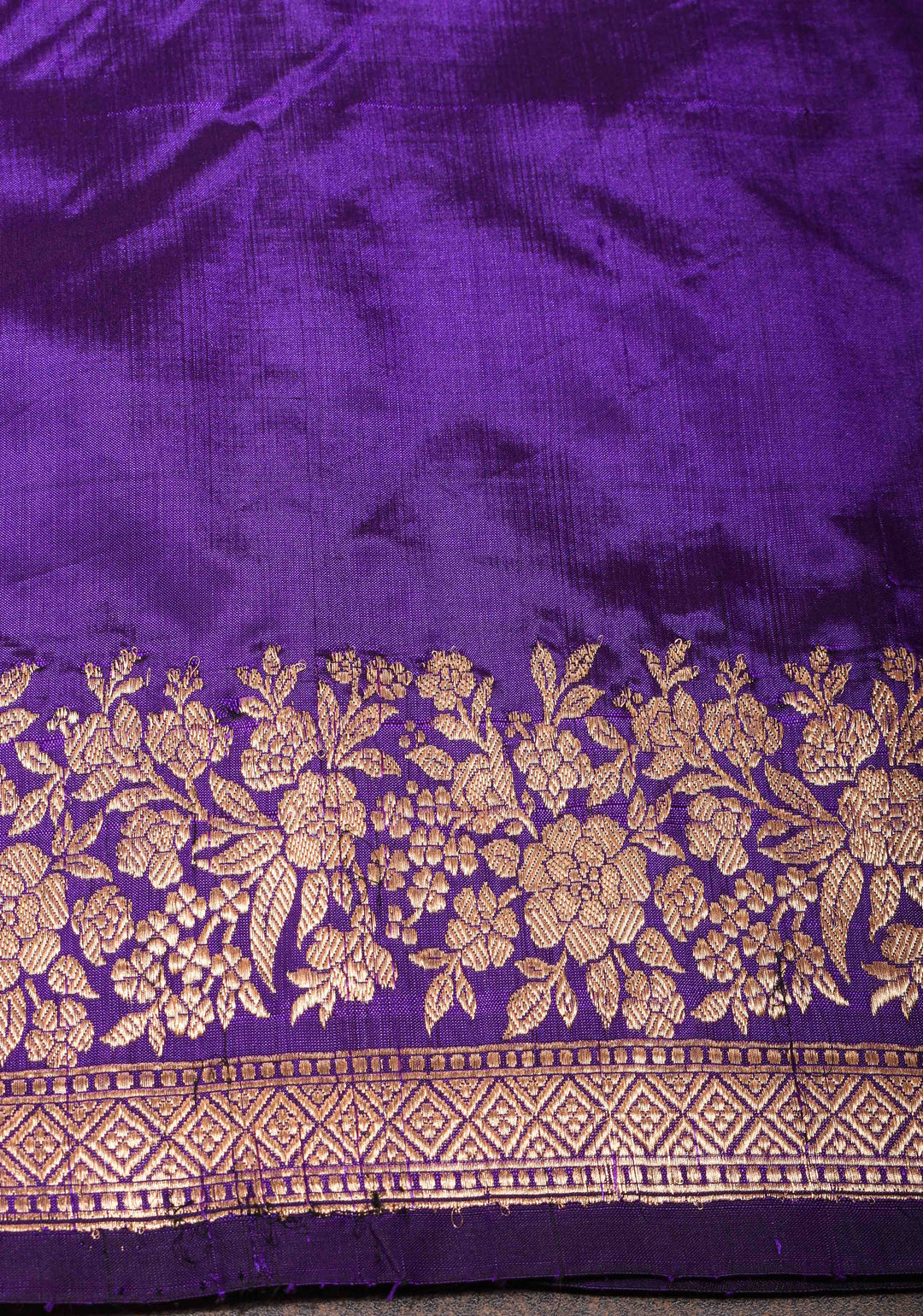 Purple Pure Banarasi Katan Silk Saree with Meenakari Floral Brocade and Zari Border | SILK MARK CERTIFIED