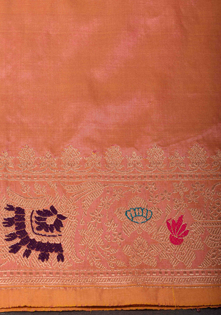 Sandstone Banarasi Katan Silk Saree with Muted Zari Buttas and meenakari zari Border | SILK MARK CERTIFIED