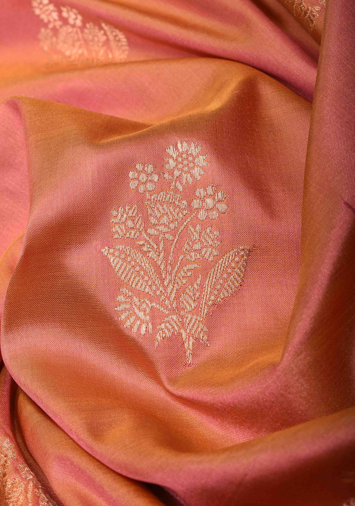 Sandstone Banarasi Katan Silk Saree with Muted Zari Buttas and meenakari zari Border | SILK MARK CERTIFIED