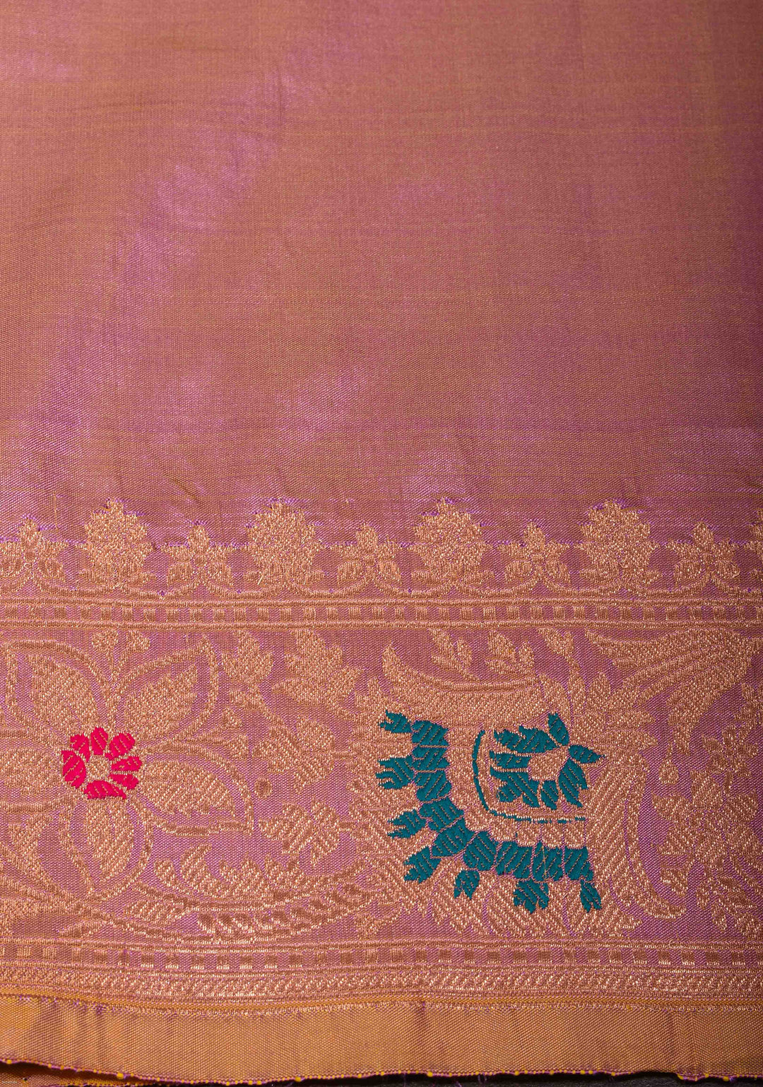 Mauve Banarasi Katan Silk Saree with Muted Zari Buttas and Meenakari Border | SILK MARK CERTIFIED