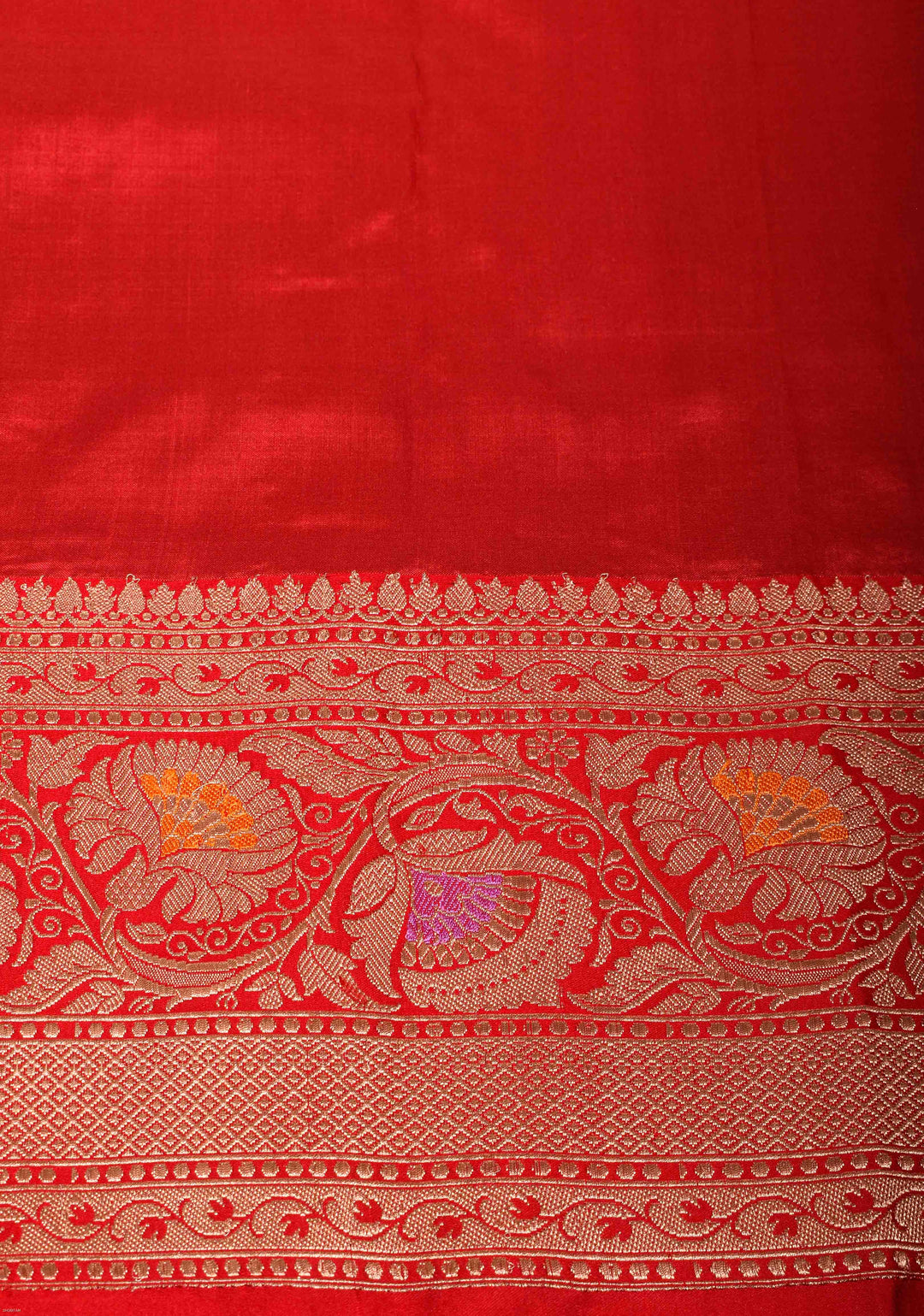 Banarasi Katan Silk Saree in Blue with Floral Motifs and Contrast Meenakari Zari Borders | SILK MARK CERTIFIED