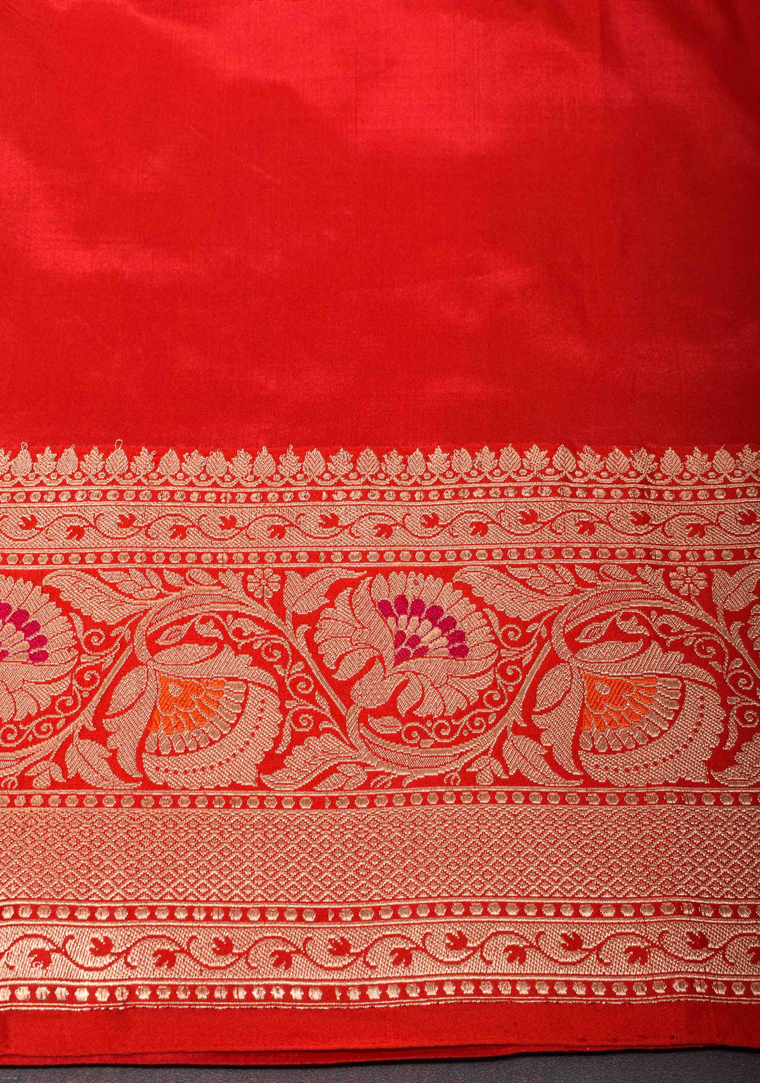 Banarasi Katan Silk Saree in  Silver Gray with Floral Motifs and Contrast Meenakari Zari Borders | SILK MARK CERTIFIED