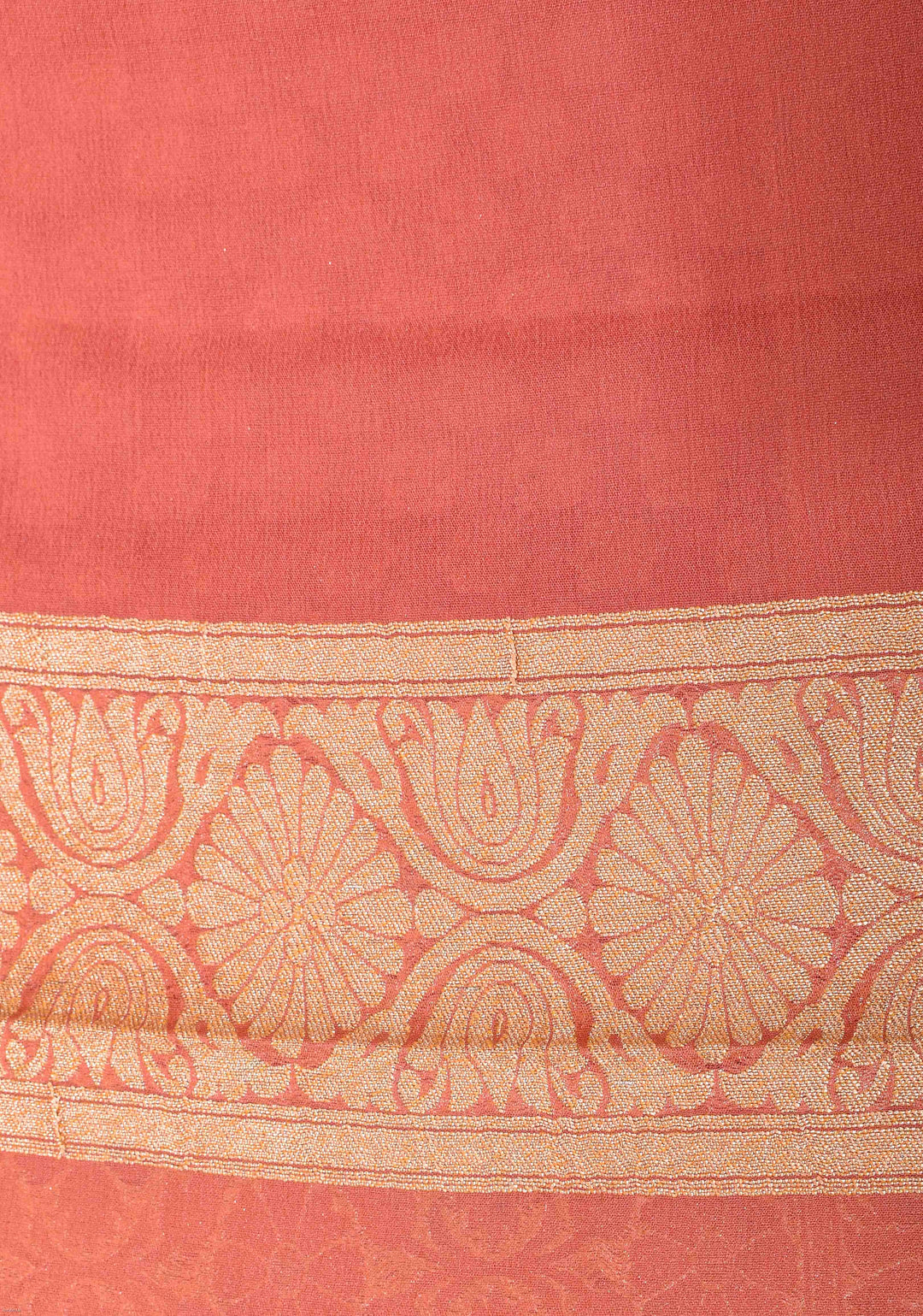 Salmon Pink Banarasi Georgette Silk Saree with Zari Buttis and Border | SILK MARK CERTIFIED