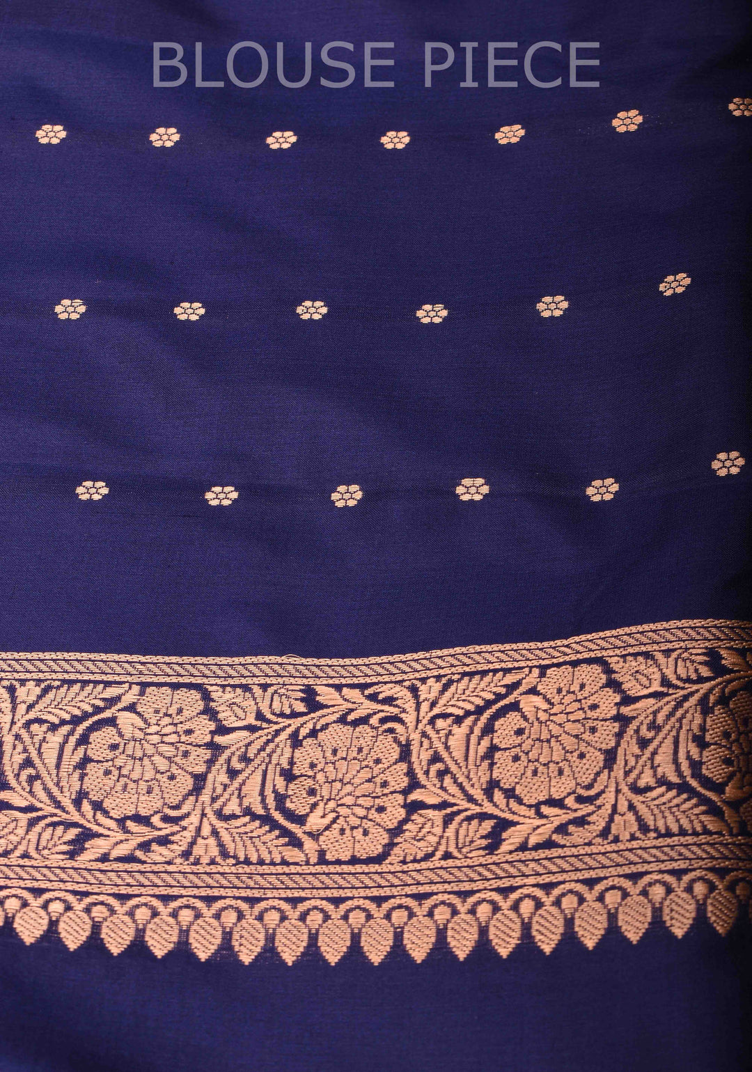 Chambray Blue Banarasi Katan Silk Saree with Damask Motifs and Zari Border | SILK MARK CERTIFIED