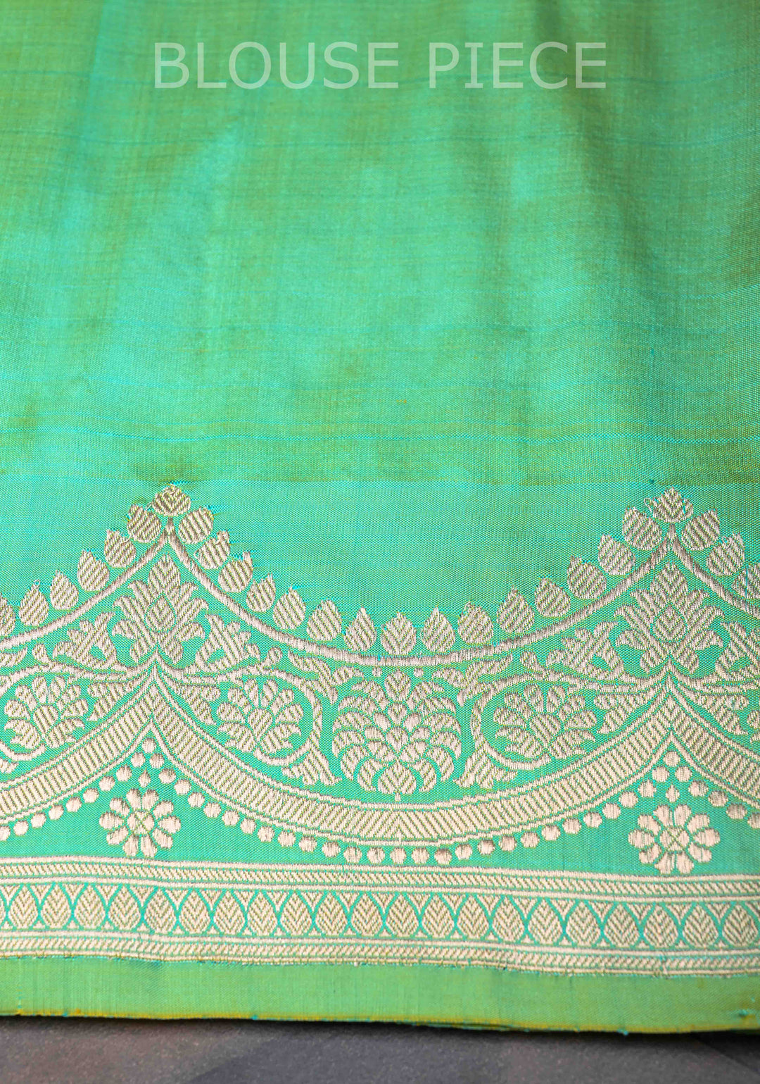 Sea Green Dual Tone Banarasi Katan Silk Saree with Meenakari Zari Buttas And Scalloped Zari Border | SILK MARK CERTIFIED