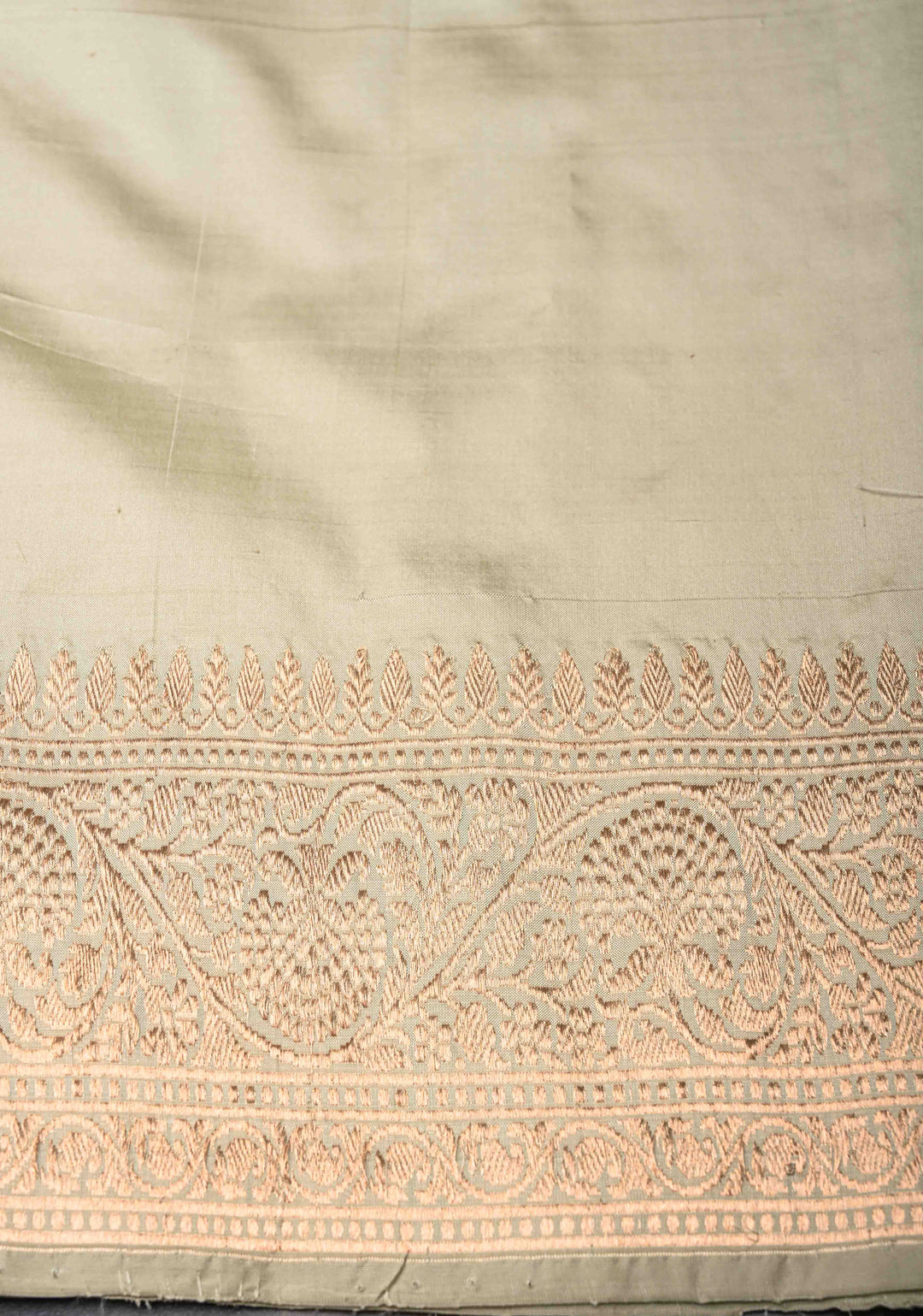 Light Sage Green Banarasi  Katan Silk Saree with Meenakari Zari Butta And Zari Border | SILK MARK CERTIFIED