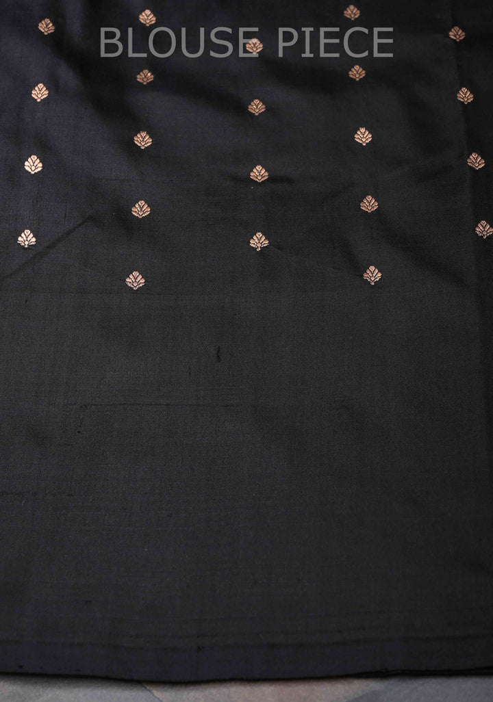 Black Banarasi Katan Silk Saree with Floral Butta And Meenakari Zari  Border | SILK MARK CERTIFIED