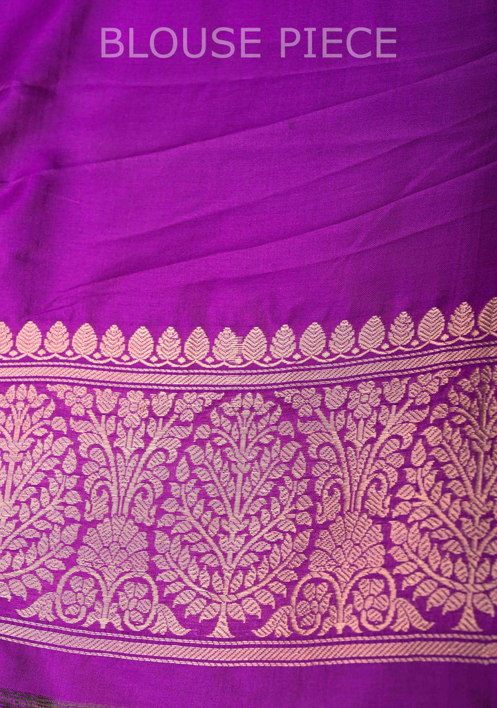 Parrot Green Banarasi Katan Silk Saree with Zari Buttas and Contrast Zari Border | SILK MARK CERTIFIED