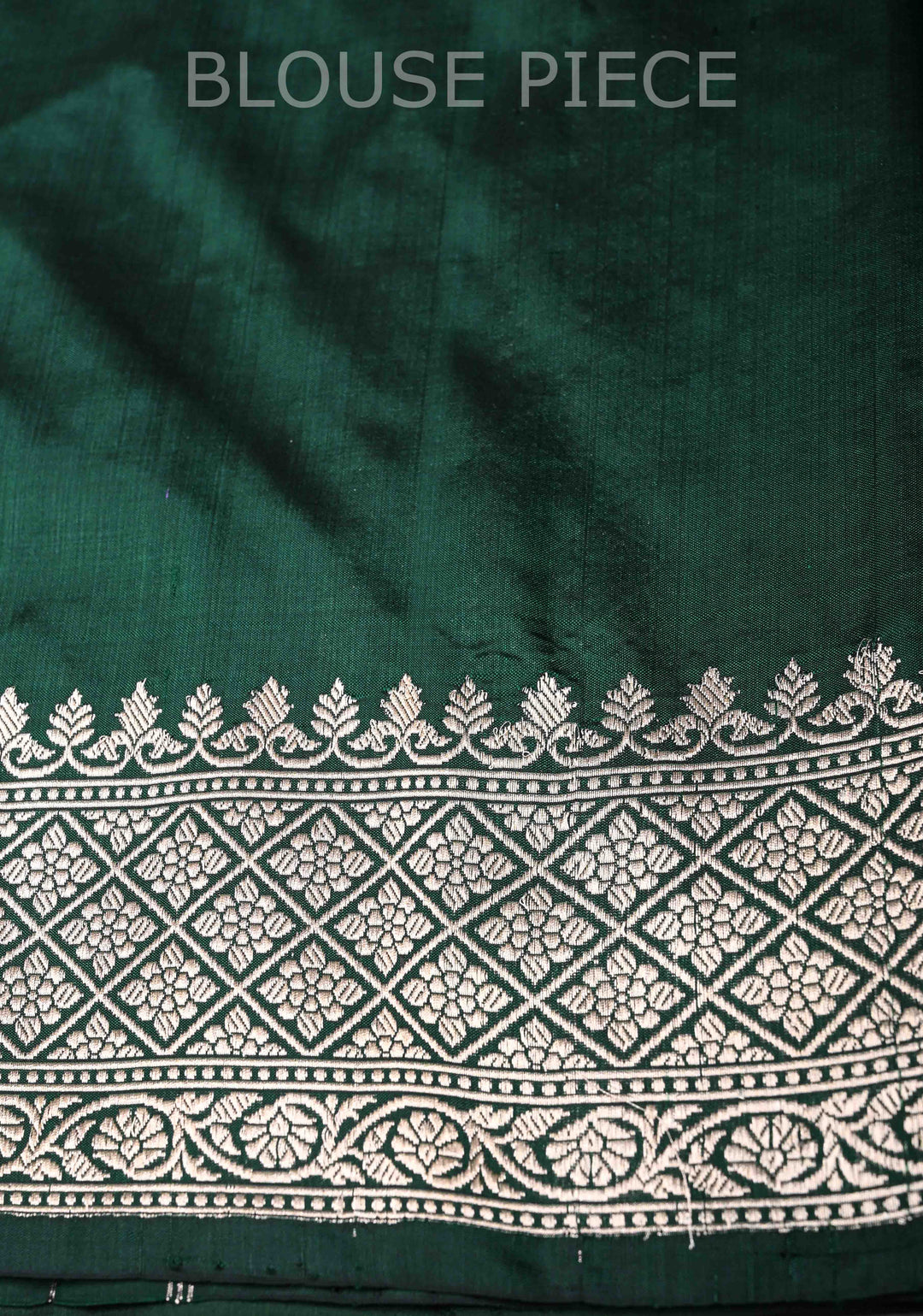 Bottle green Banarasi Katan Silk Saree with Meenakari Zari Buttas And Zari Border | SILK MARK CERTIFIED