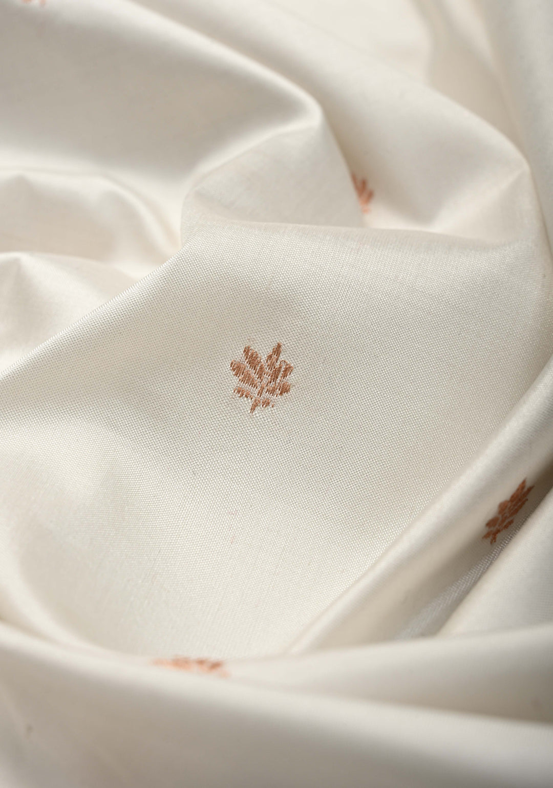 White Banarasi Katan Silk Saree with Zari Buttas and Contrast Zari Border | SILK MARK CERTIFIED
