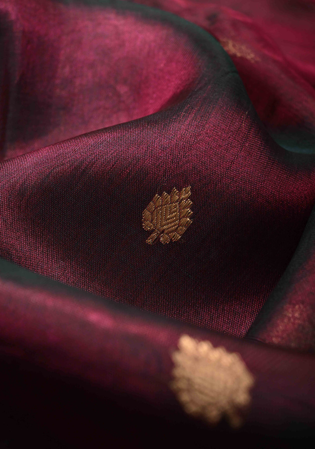 Purple Dual tone Organza Silk Saree with Zari Buttis and Fancy Lace Border | SILK MARK CERTIFIED