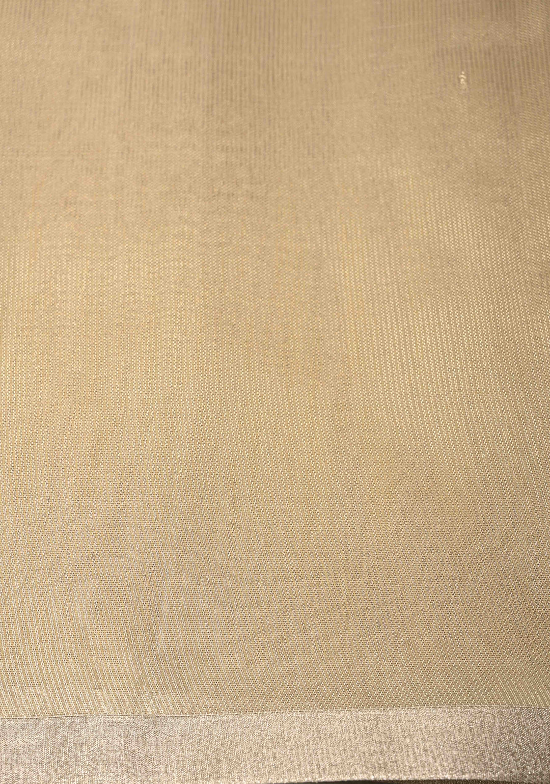 Cream Semi Kora Saree with Tissue Stripes and Minimal Zari Border