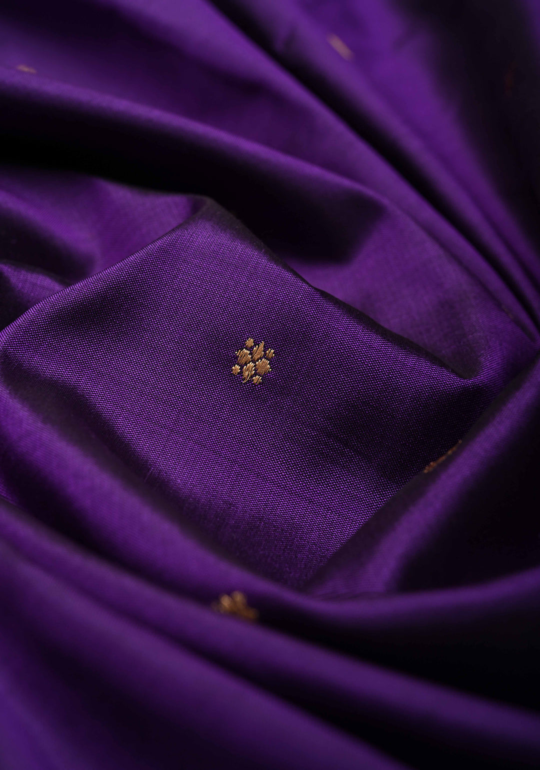 Ink Purple Banarasi Katan Silk Saree with Chunri Buttis and Contrast Zari Border | SILK MARK CERTIFIED
