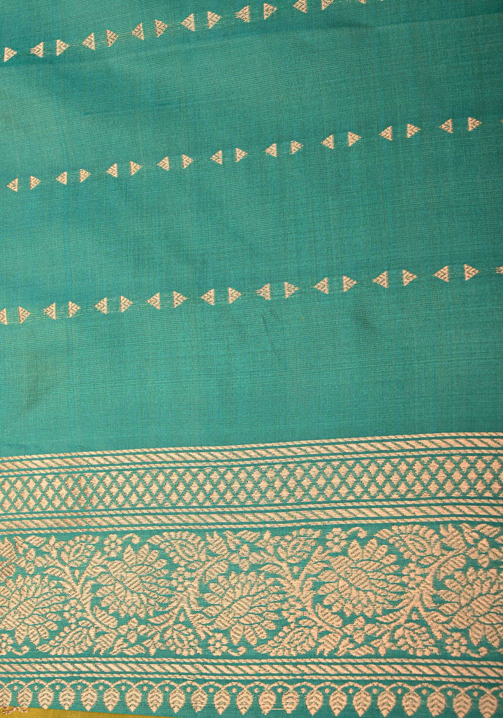 Frost Mustard Yellow Banarasi Katan Silk Saree with Zari Buttas and Contrast Zari Border | SILK MARK CERTIFIED