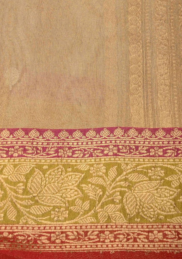 Gold Pure Banarasi Organza Tissue Silk Saree with Sona Rupa Buttas and Zari Border | SILK MARK CERTIFIED