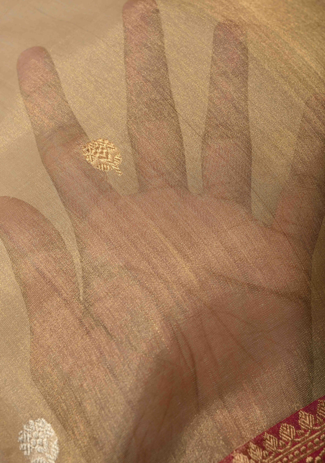 Gold Pure Banarasi Organza Tissue Silk Saree with Sona Rupa Buttas and Zari Border | SILK MARK CERTIFIED