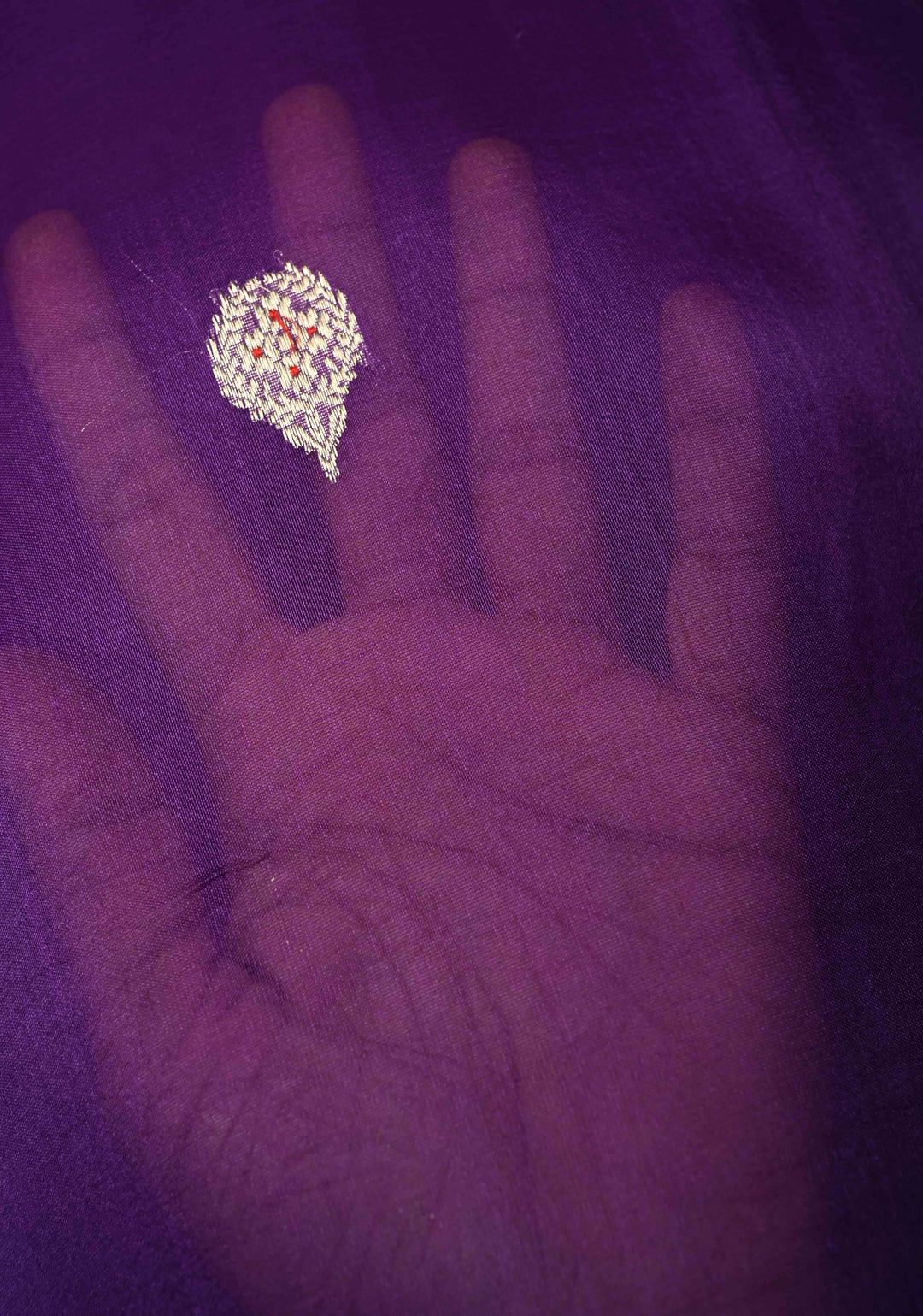 Purple Organza Silk Saree with Meenakari Buttas and Minimal Border | SILK MARK CERTIFIED