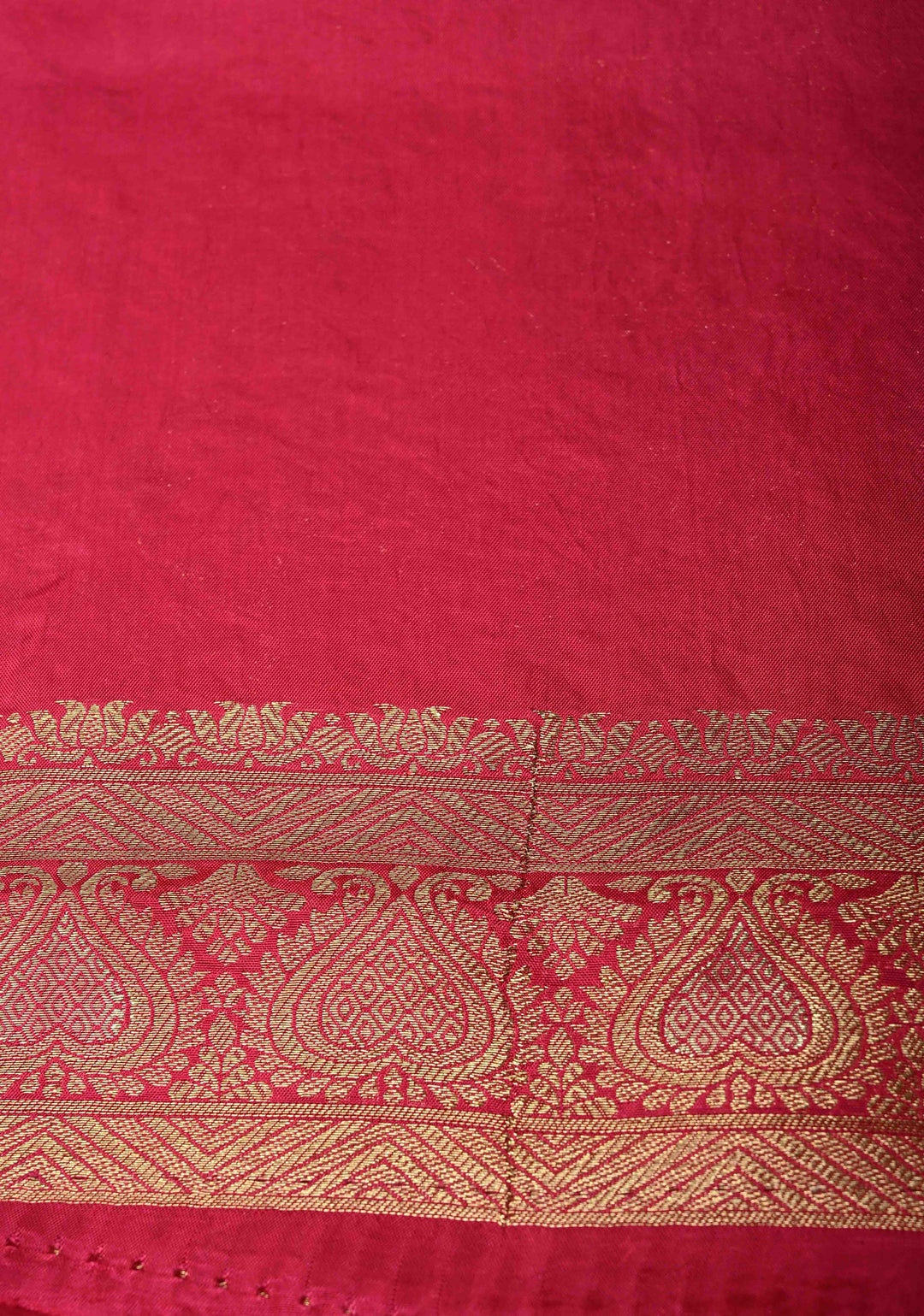 Rani Pink Banarasi Semi Silk Saree with Floral Zari Buttas and Zari Border