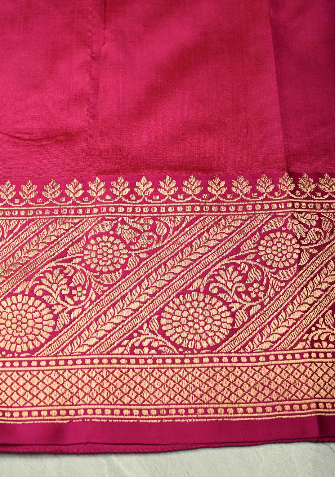 Flamingo Pink Banarasi Katan Silk Saree with Zari Buttas and Contrast Zari Border | SILK MARK CERTIFIED