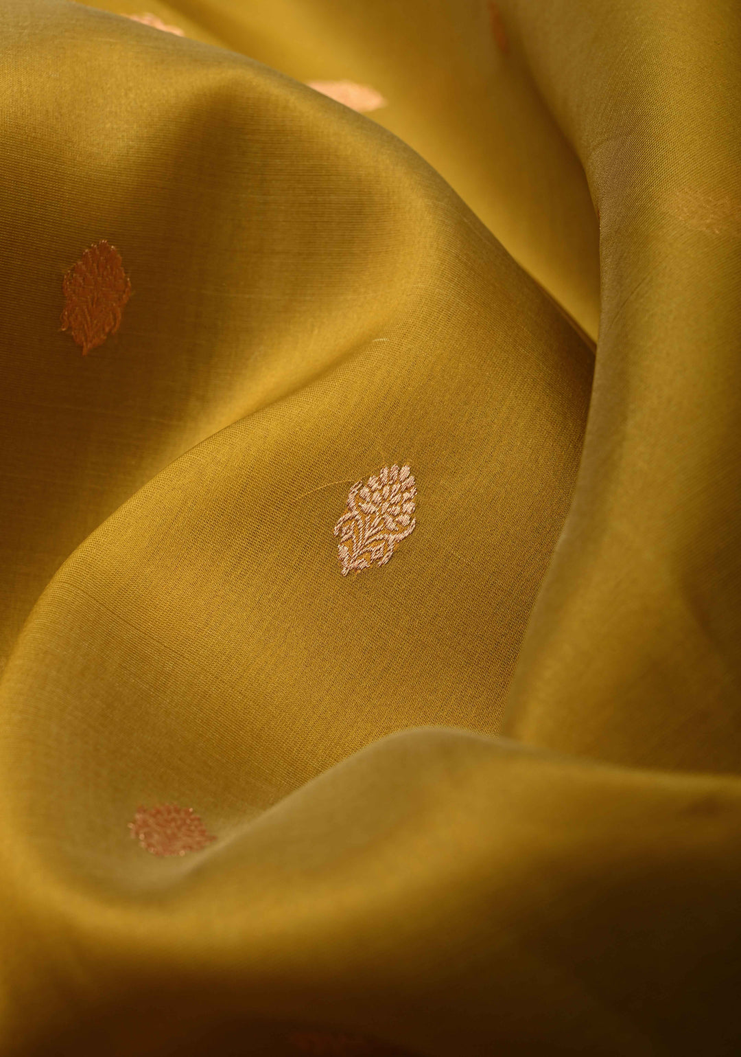 Methi Yellow Pure Banarasi Kora Silk Saree with Zari Buttas and Contrast Zari Border | SILK MARK CERTIFIED