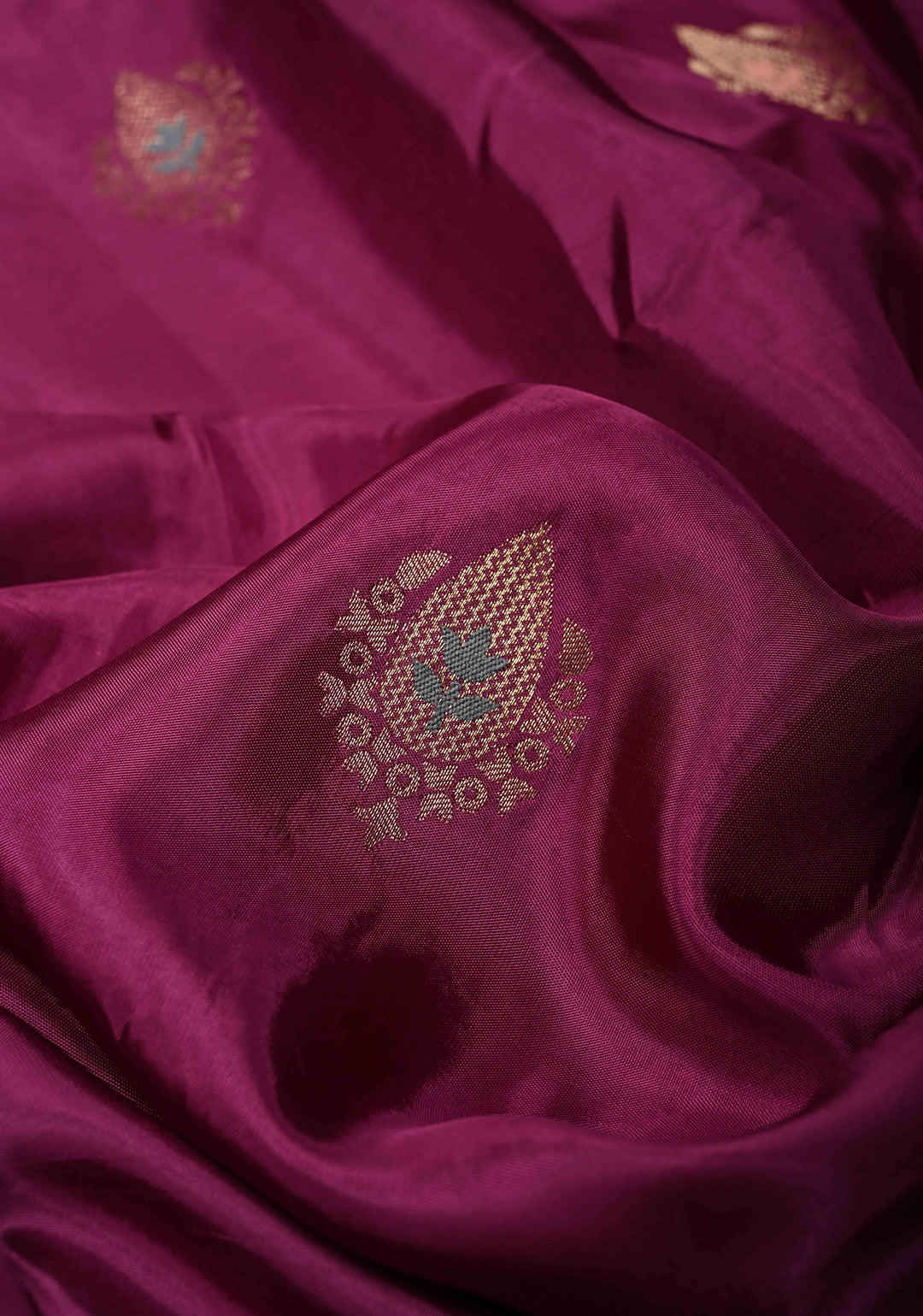 Purple Banarasi Semi Silk Saree with Meenakari Zari Buttas and Wide Zari Border