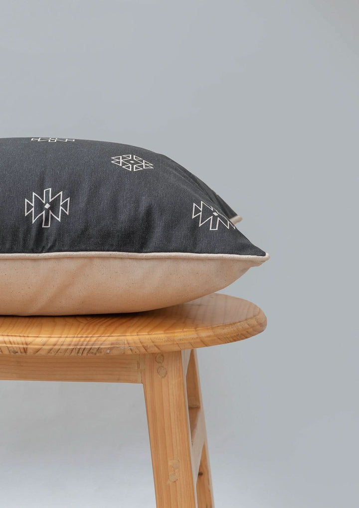 Aztec Geometric design Black Cushion Cover in 100% Pure Cotton,