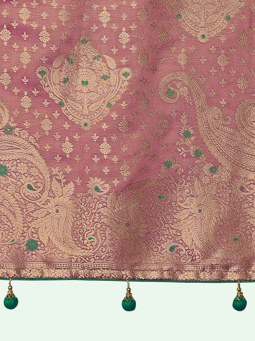 Light Pink Color Paisley Zari Woven Semi Banarasi Tissue Silk Saree  | SHOBITAM