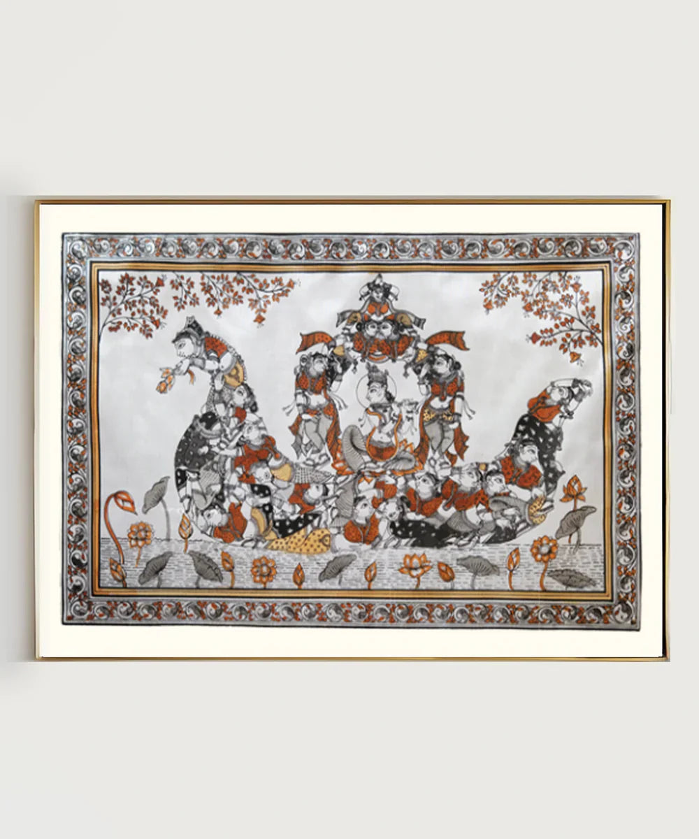 Pattachitra Hand Painted Wall Art on Cloth By 16 x 11.5 Inches (Unframed)